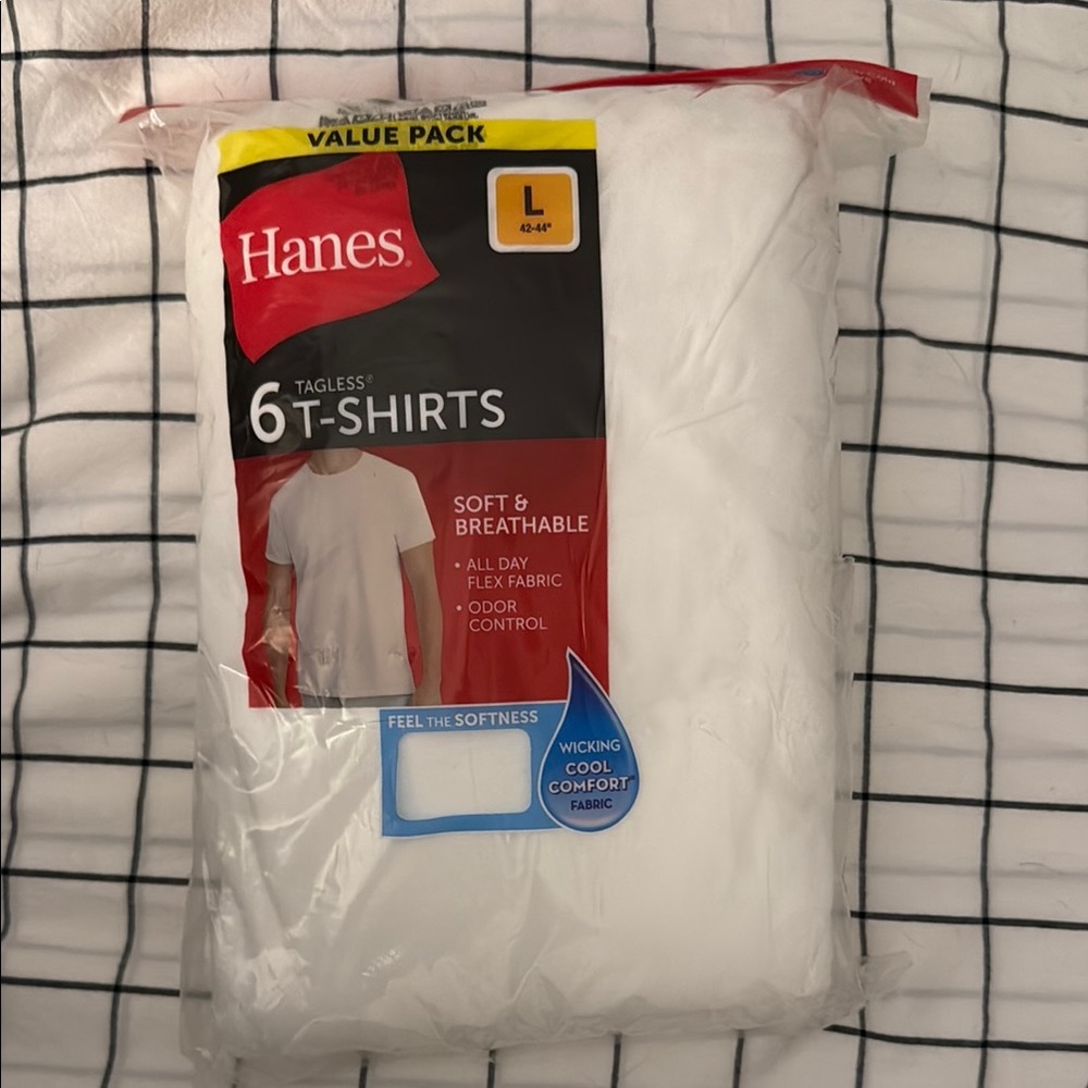 Hanes White Tagless 6-Pack T-Shirts